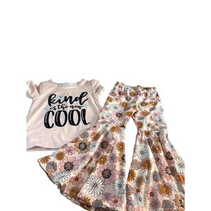 Decoration Toddler Girls Matching Set Bell Bottoms & Graphic Tee Pink Floral Siz